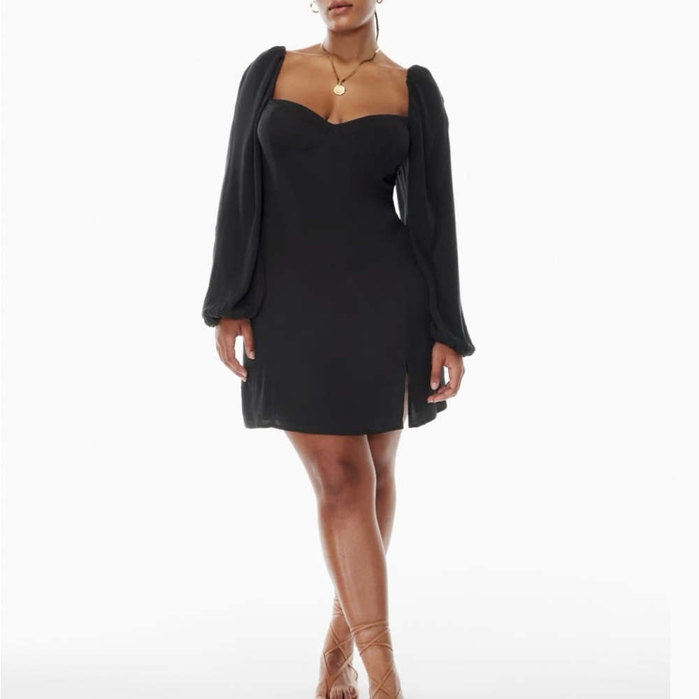 Aritzia Brown Sheath Dress with Bishop Sleeves
